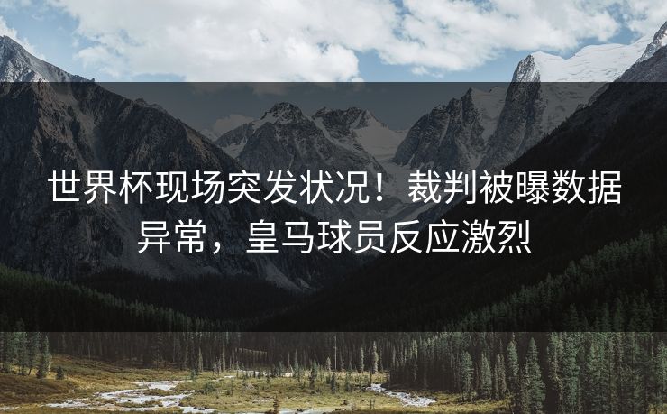 世界杯现场突发状况！裁判被曝数据异常，皇马球员反应激烈